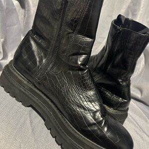 ASOS Black Croc-Embossed Men's Boots